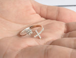 Diamond Open Cross Ring in Two Tone Gold