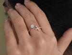 Diamond Open Cross Ring in Two Tone Gold