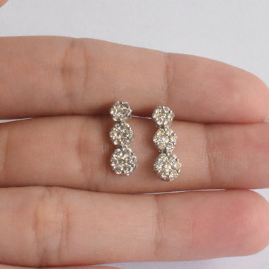Pave Diamond Earring / 8k White Gold / Diamond Drop Earrings / Tennis Diamond Earrings / Birthday Gift / DE105 - Jewels By Tarry