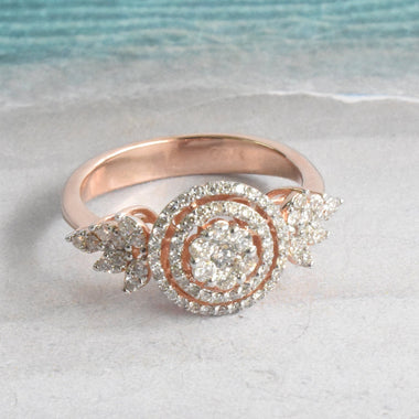 SALE ! Classic Diamond Ring in 18k Rose Gold / Art Deco Diamond Cocktail Ring / Natural Round Diamond Ring / Statement Ring / DR98 - Jewels By Tarry