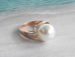 Natural Pearl Diamond Ring in 18k Solid Gold / South Sea Pearl Diamond Ring / Statement Ring / Natural diamond Ring / Wedding Ring / DR215 - Jewels By Tarry