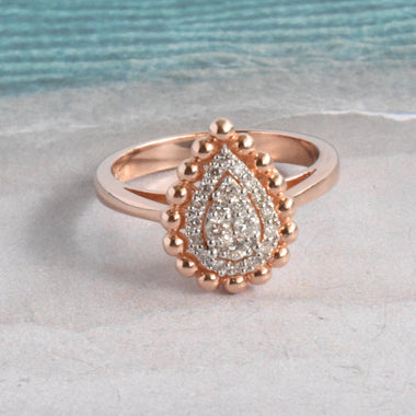 SALE ! Pear Shape Engagement Ring / Pear Cluster Diamond Ring / Handmade Diamond Wedding Engagement Ring With Diamond / DR161 - Jewels By Tarry