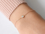 Diamond Bezel Bracelet with 0.15 Ctw Brilliant Round Cut Diamond in Solid Gold