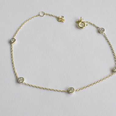 Diamond Station Bracelet with Natural Brilliant Round Cut 