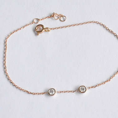 Two Station Diamond Bracelet in 10k 14k or 18k Gold 