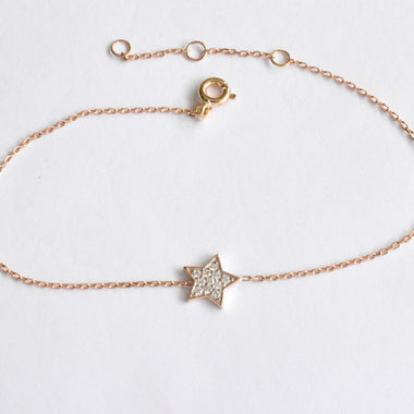 Diamond Star Bracelet in Solid Gold