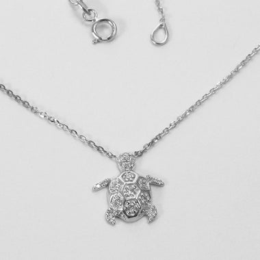 White Gold Diamond Turtle Necklace