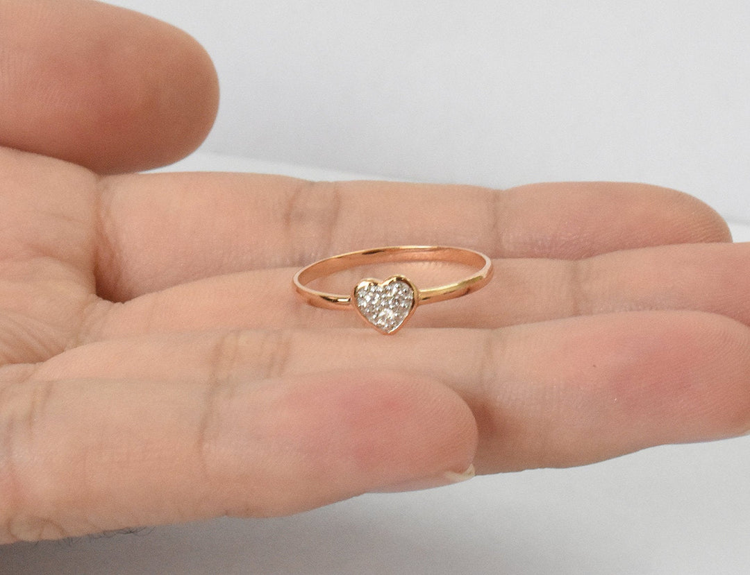 Rose Gold Plated Silver Diamond Pavé Heart Ring | Burton's – Burton's Gems  and Opals
