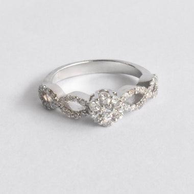 Diamond Infinity Ring / 18k Solid White Gold / Half Eternity Ring / Diamond Band Ring / Wedding Anniversary Diamond Ring / DR12 - Jewels By Tarry