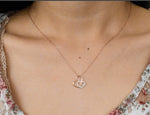 Micro Pave Diamond Two Heart Necklace 