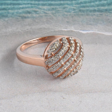 SALE ! Unique 18k Rose Gold  Dome Shape Pave Diamond Statement Ring / Pave Diamond Dome Cluster Ring / 0.35 CTW Natural Diamond Ring / DR163 - Jewels By Tarry