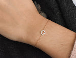 Mini Diamond Clover Bracelet in Solid Gold