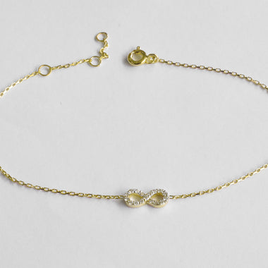  Infinity Charm Diamond Bracelet in Solid Gold