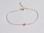 Diamond Bezel Bracelet with 0.15 Ctw Brilliant Round Cut Diamond in Rose Gold