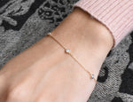 Diamond Station Bracelet with Natural Brilliant Round Cut 