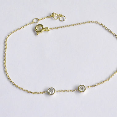  Two Station Diamond Bracelet in 10k 14k or 18k Gold 