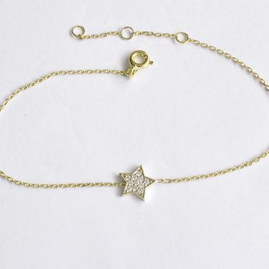 Diamond Star Bracelet in Solid Gold