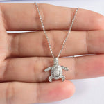 White Gold Diamond Turtle Necklace