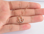 Micro Pave Diamond Two Heart Necklace 