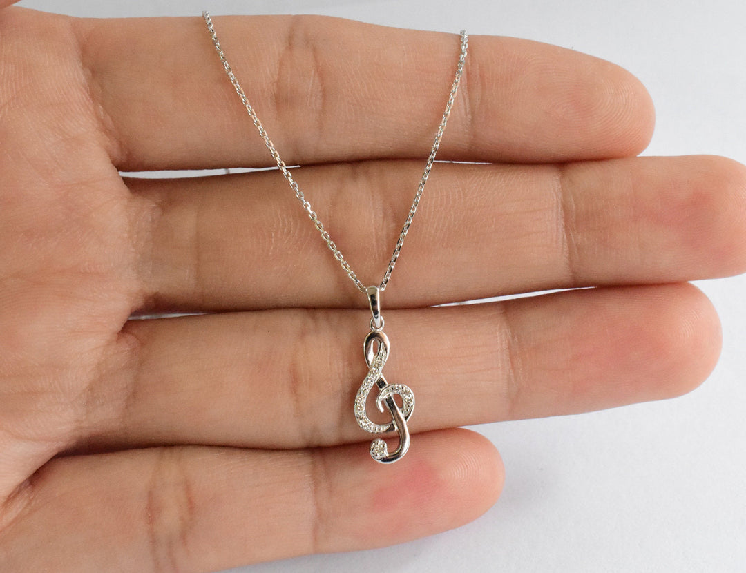 Diamond Music Note Treble Clef Necklace – Jewels By Tarry