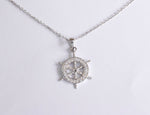 Ship Wheel Sailor Necklace With Micro Pave Diamonds 