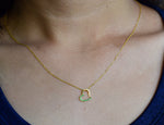  Gold Emerald Heart-Shaped Necklace 