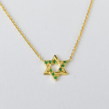 Genuine Emerald Star of David Necklace 