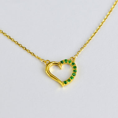 Emerald Heart Necklace in Solid Gold