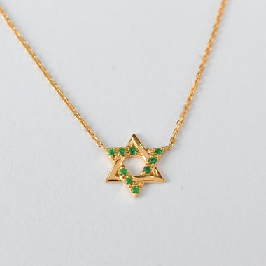Genuine Emerald Star of David Necklace 