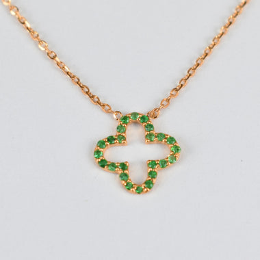 Genuine Emerald Clover Necklace in Gold
