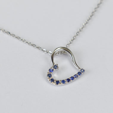 Genuine Sapphire Heart Necklace 