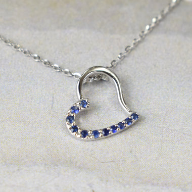 Genuine Sapphire Heart Necklace 
