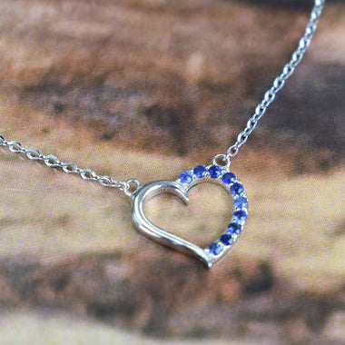 Heart Shaped Sapphire Necklace in Solid Gold
