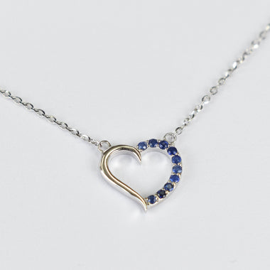 Heart Shaped Sapphire Necklace in Solid Gold