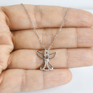 Diamond Angel Wing Necklace in 10k, 14k, and 18k Gold 