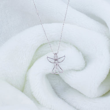 Diamond Angel Wing Necklace in 10k, 14k, and 18k Gold 