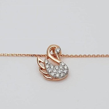 18k Rose Gold / 18" / Diamond Swan Necklace / Swan Charm Pendant Necklace / Minimal Diamond Necklace / Anniversary Birthday / Free Shipping - Jewels By Tarry