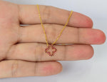 18K Yellow gold / 18" / Ruby Clover Necklace / Dainty Clover Outline Necklace / Natural Ruby Gemstone / Christmas Gift / NXDOJDP839/02