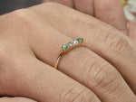 18K Rose gold / Size 6.75 / Dainty Baguette Diamond Ring With Emerald / Emerald and Diamond Engagement Ring / Minimal Ring / NXDDR623 - Jewels By Tarry