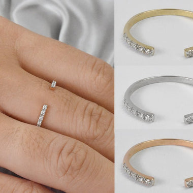 14K Yellow gold / Size 7.5 / Open Diamond Ring / Thin Gold / Diamond Stacking Ring / Promise Ring / NXDOJGD36/17 - Jewels By Tarry