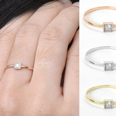 18K White gold / Size 6.75 / Diamond Solitaire Engagement Ring / Square Diamond Engagement Ring / NXDOJGD36/19 - Jewels By Tarry