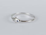 18K White gold Size 7 / Dainty Hamsa Hand Ring / Natural Blue Sapphire Ring / Hand of Fatima Ring / NXDOJDR977/02 - Jewels By Tarry