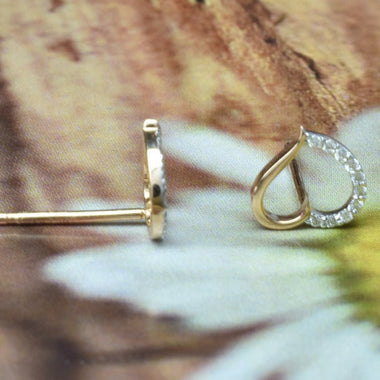 14K Yellow gold / Diamond Heart Stud Earring / Gold Heart Stud / Dainty Heart Stud / Bride Earrings / NXDDE560 - Jewels By Tarry