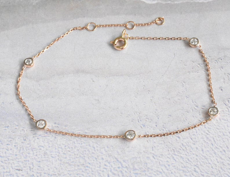 Simple Rose Gold Chain Bracelet Minimalist Rose Gold 