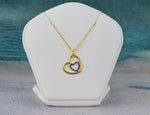 18K Yellow gold / 18" / Blue Sapphire Necklace / Heart Charm Necklace / Dainty Heart Necklace / NXDOJDP828/01