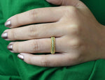 18K Yellow gold / Size 6 / Gold Ring With Genuine Round Emerald / Engagement Ring / Wedding Ring / NXDOJDR756/01