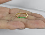 18K Yellow gold / Size 7 / Natural Emerald Ring / Thin Emerald Ring / gold Emerald Bar Ring / Micro Pave Minimalist Ring / NXDOJDR847/3 - Jewels By Tarry