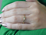 18K Yellow gold / Size 6.75 / Emerald Hamsa Hand Ring / Gold Ring / Delicate Stacking Ring / Protection Good Luck Ring / NXDOJDR977/01 - Jewels By Tarry