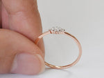 18K Rose gold / Size 6.25 / Trio Diamond Ring / Thin Dainty Minimalist Gold Diamond Promise Propose Ring / NXDOJGD20/06 - Jewels By Tarry