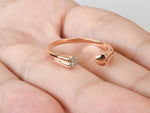 18K Rose gold / Size 7 / Diamond Heart Ring / One Diamond Open Ring / Gift For Love / Promise Ring Minimal Gold Stacking / NXDOJGD20/15 - Jewels By Tarry